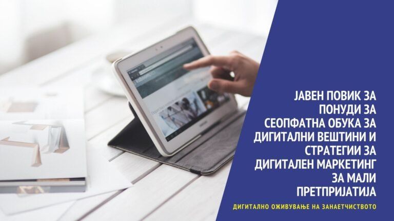Јавен повик за доставување на понуди за спроведување на Сеопфатна обука за дигитални вештини и стратегии за дигитален маркетинг за мали претпријатија